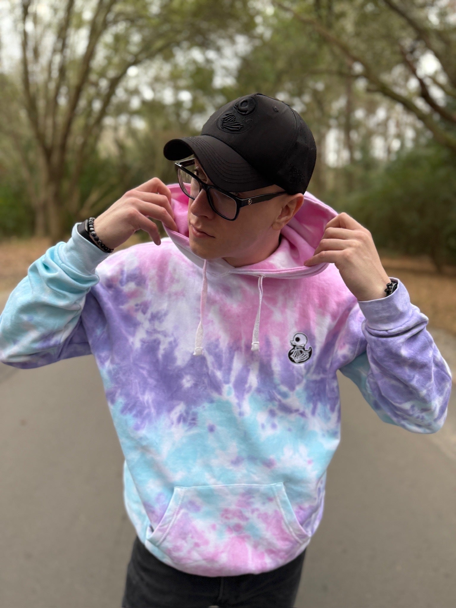 COTTON CANDY - SKELIE DUCKIE - TIE DYE HOODIE – FEAR GEAR